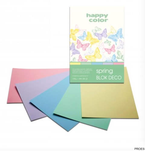 Blok Deco Spring A4, 170g, 20 ark, 5 kol., Happy Color HA 3817 2030-110 Blok Deco Spring A4, 170g, 20 ark, 5 kol., Happy Color HA 3817 2030-110