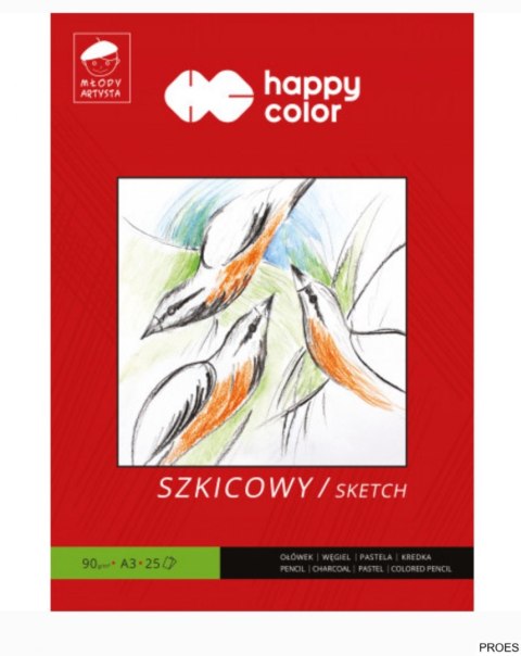Blok szkicowy Młody Artysta, A3, 25 ark, 90g, Happy Color HA 3709 3040-M25 Blok szkicowy Młody Artysta, A3, 25 ark, 90g, Happy Color HA 3709 3040-M25