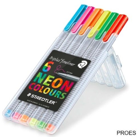 Cienkopis triplus, trójkątny, 0.3 mm, 6 kol. NEON w etui box, Staedtler S 334 SB6CS3 Cienkopis triplus, trójkątny, 0.3 mm, 6 kol. NEON w etui box, Staedtler S 334 SB6CS3