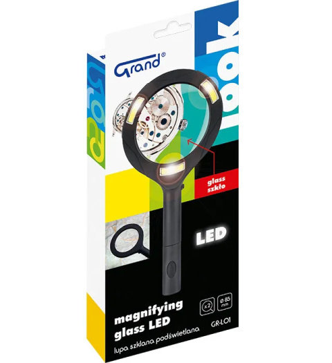Lupa szklana GRAND LED GR-L01 z podswietleniem + szkło powiekszajace 120-1961