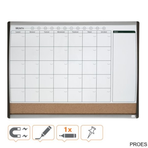 Magnetyczny planer miesięczny Nobo, 585 x 430 mm, 1903813