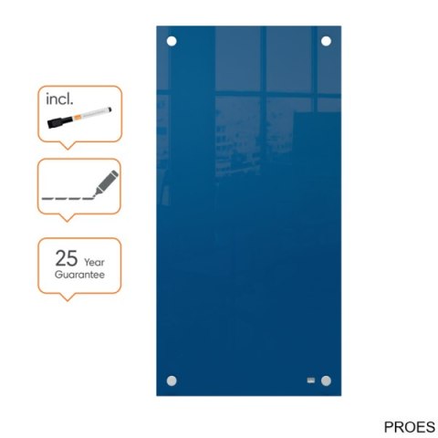 Mała podłużna szklana tablica suchościeralna Nobo Home 300x600mm, niebieska 1915607 Mała podłużna szklana tablica suchościeralna Nobo Home 300x600mm, niebieska 1915607