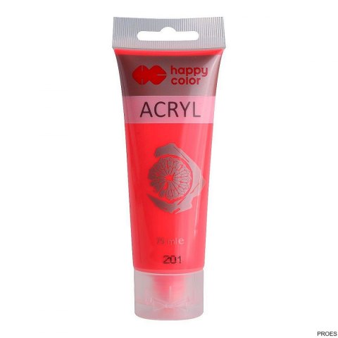 Farba akrylowa 75ml, czerwony fluo, Happy Color HA 7370 0075-201 Farba akrylowa 75ml, czerwony fluo, Happy Color HA 7370 0075-201