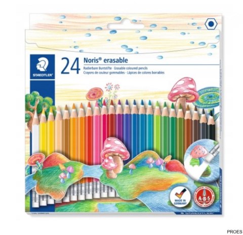Kredki usuwalne Noris Club, sześciokątne, z gumką, 24 kol., Staedtler S 144 50NC24 Kredki usuwalne Noris Club, sześciokątne, z gumką, 24 kol., Staedtler S 144 50NC24