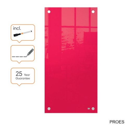 Mała podłużna szklana tablica suchościeralna Nobo Home 300x600mm, czerwona 1915605 Mała podłużna szklana tablica suchościeralna Nobo Home 300x600mm, czerwona 1915605