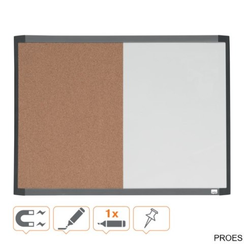 Mała tabliczka CombiBoard 585x430mm, tablica suchościeralna biała i korkowa (pół na pół) Nobo 1903784 Mała tabliczka CombiBoard 585x430mm, tablica suchościeralna biała i korkowa (pół na pół) Nobo 1903784