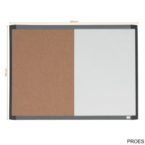 Mała tabliczka CombiBoard 585x430mm, tablica suchościeralna biała i korkowa (pół na pół) Nobo 1903784 Mała tabliczka CombiBoard 585x430mm, tablica suchościeralna biała i korkowa (pół na pół) Nobo 1903784