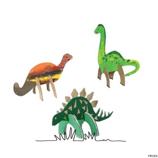 Zestaw kształtów tekturowych 3D, DINO, 6 szt, 15, 12 cm, Happy Color HA 4513 1512-DN6