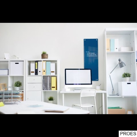 Mała podłużna szklana tablica suchościeralna Nobo Home 300x900mm, niebieska 1915608 Mała podłużna szklana tablica suchościeralna Nobo Home 300x900mm, niebieska 1915608