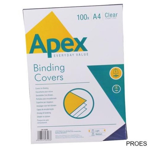 APEX okładki do bindowania PVC (przezroczyste) A4 op. 100szt. 6500001 FELLOWES