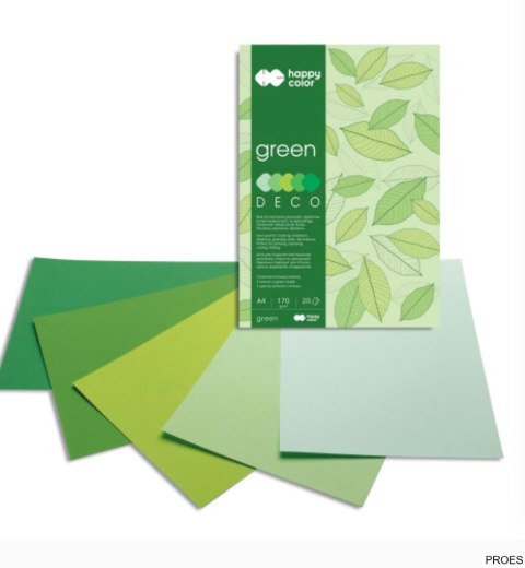 Blok Deco Green A4, 170g, 20 ark, 5 kol. tonacja zielona, Happy Color HA 3717 2030-052 Blok Deco Green A4, 170g, 20 ark, 5 kol. tonacja zielona, Happy Color HA 3717 2030-052