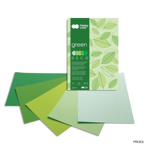 Blok Deco Green A4, 170g, 20 ark, 5 kol. tonacja zielona, Happy Color HA 3717 2030-052 Blok Deco Green A4, 170g, 20 ark, 5 kol. tonacja zielona, Happy Color HA 3717 2030-052