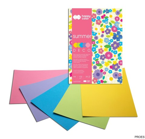 Blok Deco Summer A4, 170g, 20 ark, 5 kol., Happy Color HA 3817 2030-120 Blok Deco Summer A4, 170g, 20 ark, 5 kol., Happy Color HA 3817 2030-120