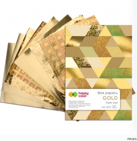 Blok GOLD, A4, 150-230g, 10 ark, Happy Color HA 3820 2030-MG Blok GOLD, A4, 150-230g, 10 ark, Happy Color HA 3820 2030-MG