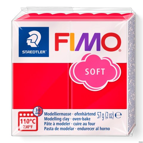 Kostka FIMO soft 57g, czerwony, masa termoutwardzalna, Staedtler S 8020-24 Kostka FIMO soft 57g, czerwony, masa termoutwardzalna, Staedtler S 8020-24