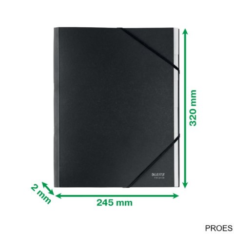 Teczka z przekładkami Recycle A4 6 przekładek, czarny Leitz, 39140095 Teczka z przekładkami Recycle A4 6 przekładek, czarny Leitz, 39140095