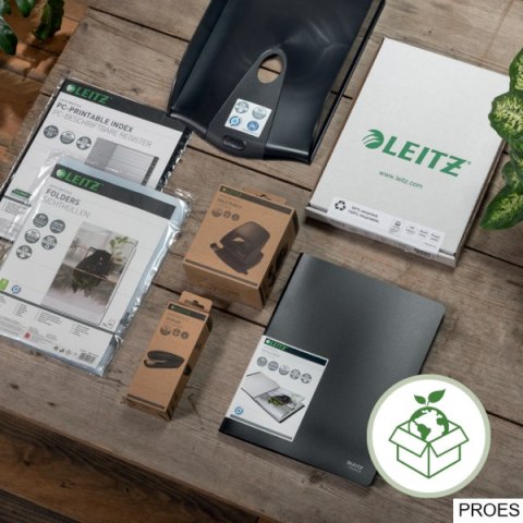 Teczka z przekładkami Recycle A4 6 przekładek, czarny Leitz, 39140095 Teczka z przekładkami Recycle A4 6 przekładek, czarny Leitz, 39140095