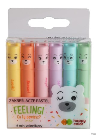 Zakreślacze mini, Feelingi, 6 kol. pastelowych, Happy Color HA 4130 01PA-WP6