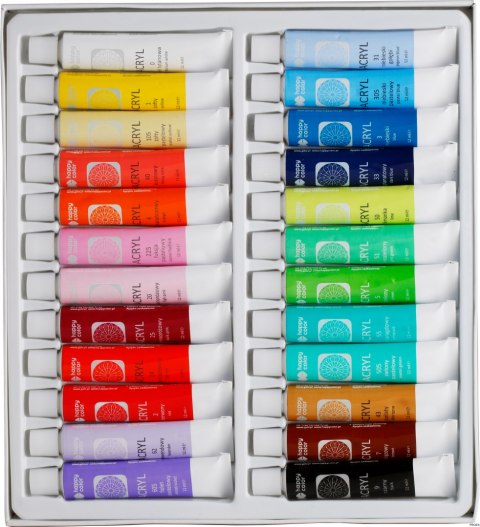 Farba akrylowa zestaw 24 kolorów x 12 ml, Happy Color HA 7370 0012-K24 Farba akrylowa zestaw 24 kolorów x 12 ml, Happy Color HA 7370 0012-K24