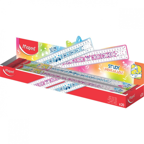 Linijka Study niełamliwa mini friends 30 cm mix kol. torebka 245601 Maped Linijka Study niełamliwa mini friends 30 cm mix kol. torebka 245601 Maped