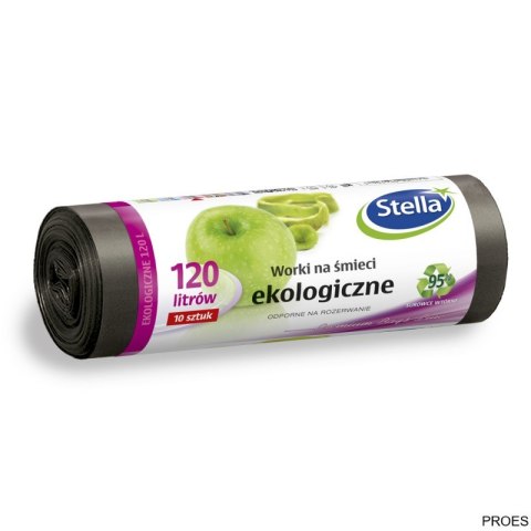 Worki na śmieci ekologiczne 120L 10szt. z taśmą (LDPE) STELLA WNS-6356V1