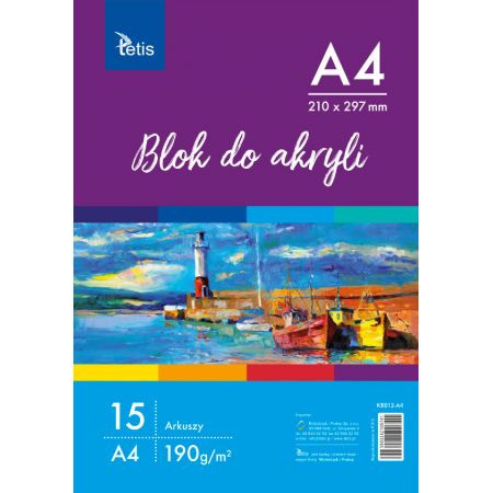 Blok do akryli A4 190g 15ark KB012-A4 TETIS