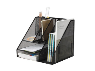 Organizer z przybornikiem A4 siatka czarny KF18473