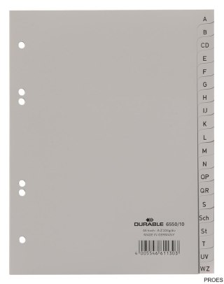 Przekładki A5 A-Z PP szare 6550 @