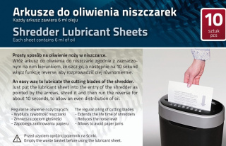 Arkusze do oliwienia niszczarek 10ark 130110