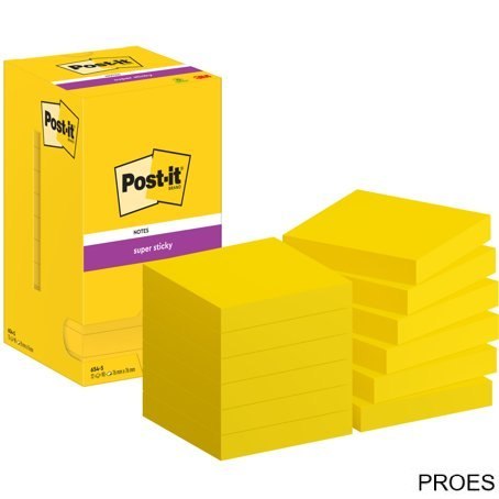 Bloczek samoprzylepny SUPER STICKY 654-S, 76X76MM, 12x90kartek, żółty POST-IT, 3M