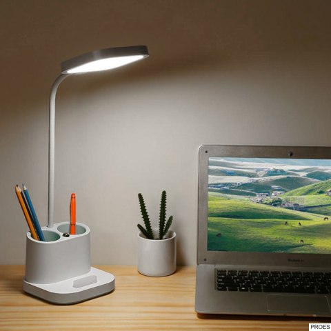 Lampka biurkowa, akumulator, led PLATINET 4W biała, przybornik na długopisy, ładowarka, PEN HOLDER PDL008