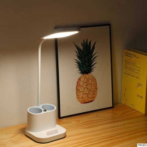 Lampka biurkowa, akumulator, led PLATINET 4W biała, przybornik na długopisy, ładowarka, PEN HOLDER PDL008