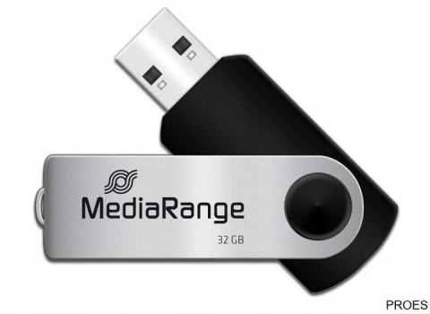 Pamięć Pendrive MediaRange 32GB USB 2.0, obracany, srebrno-czarny, MR911 Pamięć Pendrive MediaRange 32GB USB 2.0, obracany, srebrno-czarny, MR911