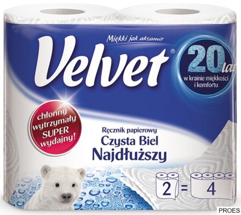 Ręcznik Velvet Extra Long Biały 2 rolki Ręcznik Velvet Extra Long Biały 2 rolki