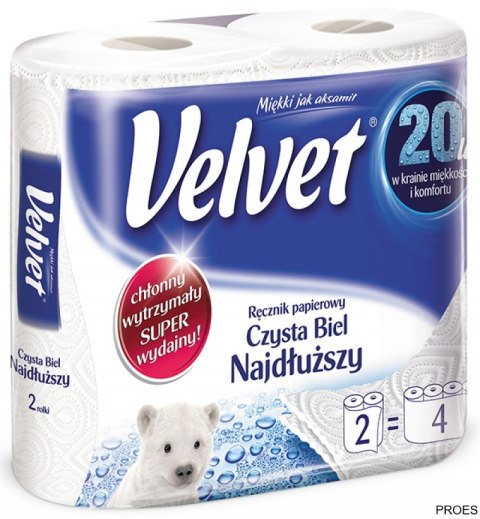 Ręcznik Velvet Extra Long Biały 2 rolki Ręcznik Velvet Extra Long Biały 2 rolki