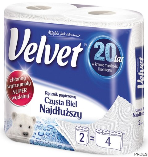 Ręcznik Velvet Extra Long Biały 2 rolki Ręcznik Velvet Extra Long Biały 2 rolki