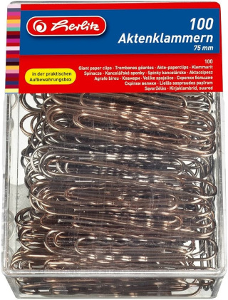 Spinacze metalowe, kolor złoty, 100 sztuk 8859019 Herlitz