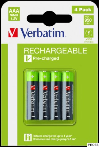Akumulatory VERBATIM HR3 AAA 950 mAh BLISTER 4szt. 49514