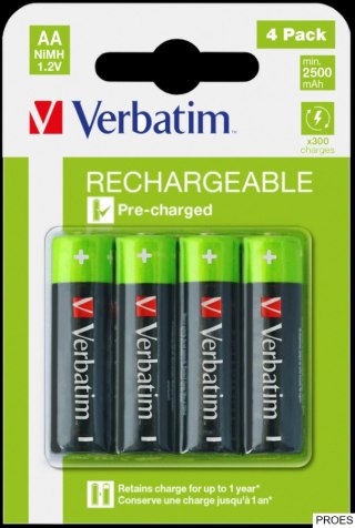 Akumulatory VERBATIM HR6 AA 2500 mAh BLISTER 4szt. 49517