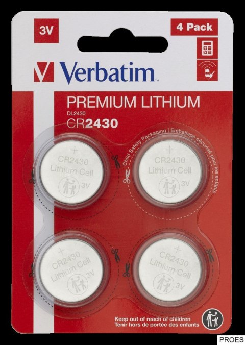 Baterie VERBATIM LITHIUM CR2430 3V BLISTER 4szt. 49534