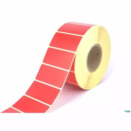 Etykieta cenowa rola 70x36 (4rolki) termiczna czerwona, perforacja, bezklejowa, nawój 470szt.