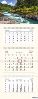 Kalendarz Trójdzielny z główką (T10) RZEKA - krem 2024 TELEGRAPH