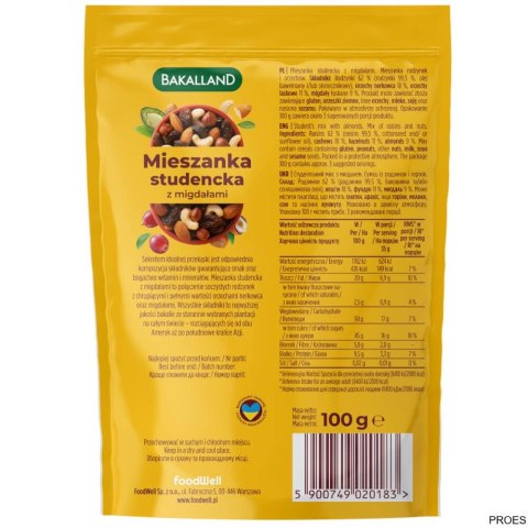Mieszanka Studencka z migdałami 100g BAKALLAND