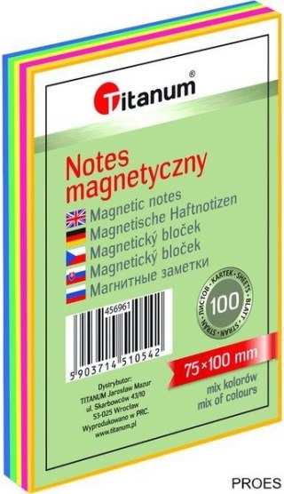Notes elektrostatyczny 75x100mm 100k mix kolorów 456961 TITANUM bloczek