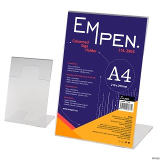 Stojak plakatowy TYP L A4, PIONOWY, BERITO, plastikowy, transparentny