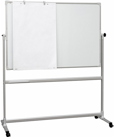 Tablica mobilna obrotowa suchościeralna-magnetyczna 150x100 TOS1510 ECO dwustronna 2x3 mobilna