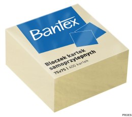 Bloczek samoprzylepne 75x75mm, 400 kartek, żółty BANTEX 400086401