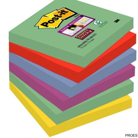 Bloczek samoprzylepny POST-IT_ Super sticky (654-6SS-MAR), 76x76mm, 6x90 kart., paleta marrakesz, 3M-70007011854