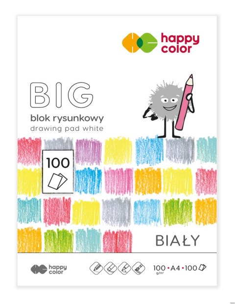 Blok rysunkowy biały BIG, A4, 100g, 100 ark, Happy Color HA 3710 2030-0B100