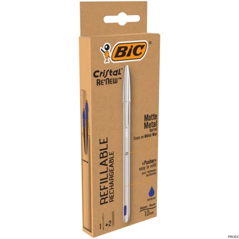 Długopis BIC Cristal Renew Metal niebieski 1+2szt, 997202 Długopis BIC Cristal Renew Metal niebieski 1+2szt, 997202